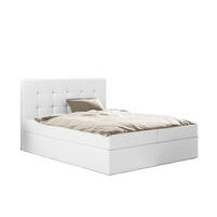 BOXBETT Mit Matratze Und Bettkasten, LUDANO Stoff Cayenne Weiß 180x200 cm H2-Pocket - Weiß, Holz (180/200cm) - Kaiser Möbel