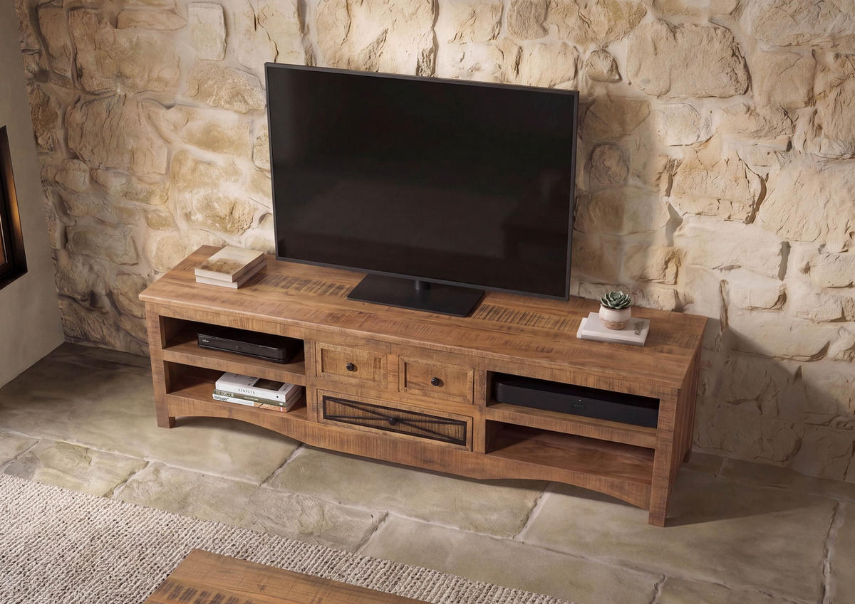 TV-BOARD Akazie 180x50x50 natur versiegelt NATURE OF SPIRIT #218 - Naturfarben, Holz (50/50/180cm) - Massivmoebel24