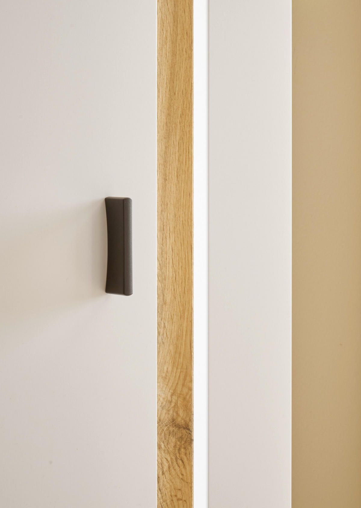 VITRINE weiß matt, Eiche Wotan 55 x 20 cm, Vitrinenschrank inklusive Frontbeleuchtung - Silberfarben/Eiche Wotan, Glas/Holzwerkstoff (55/200/35cm) - Furn.Design