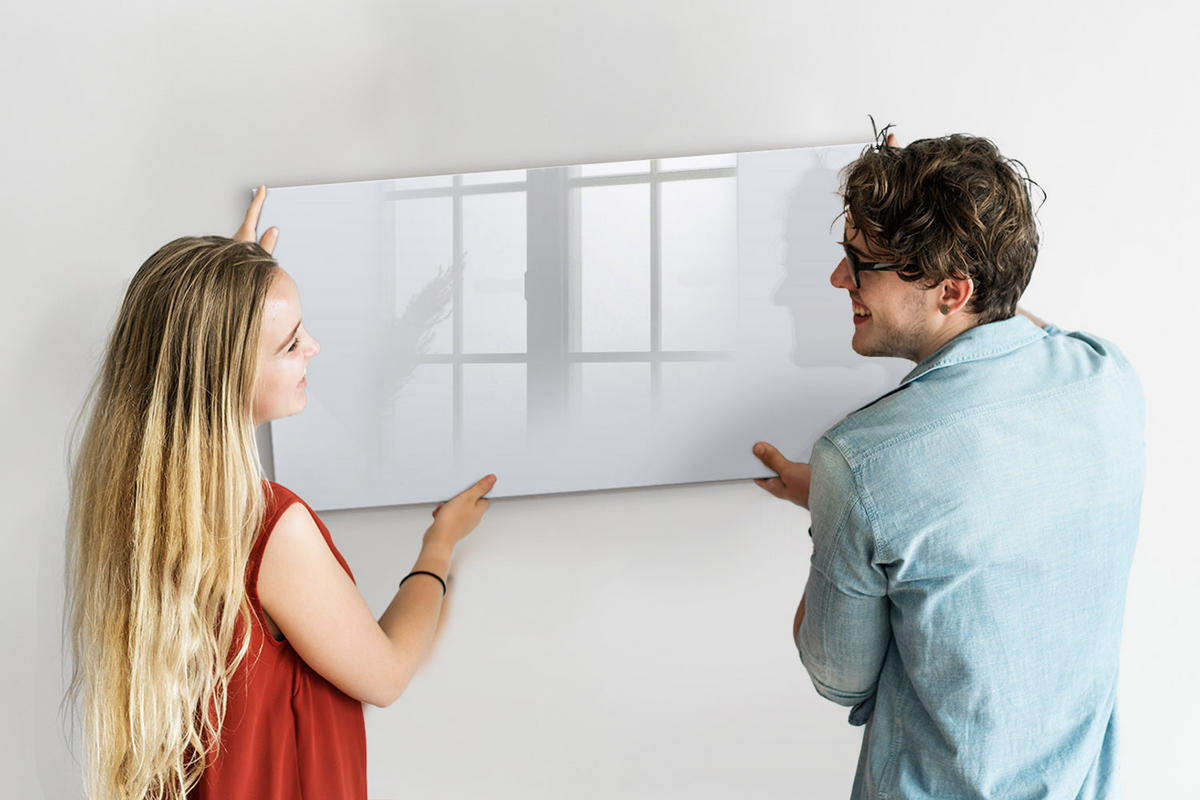 MAGNETTAFEL 120x60 Weiß schwarzer Marker - Weiß, Glas (120/0.4/60cm) - TULUP