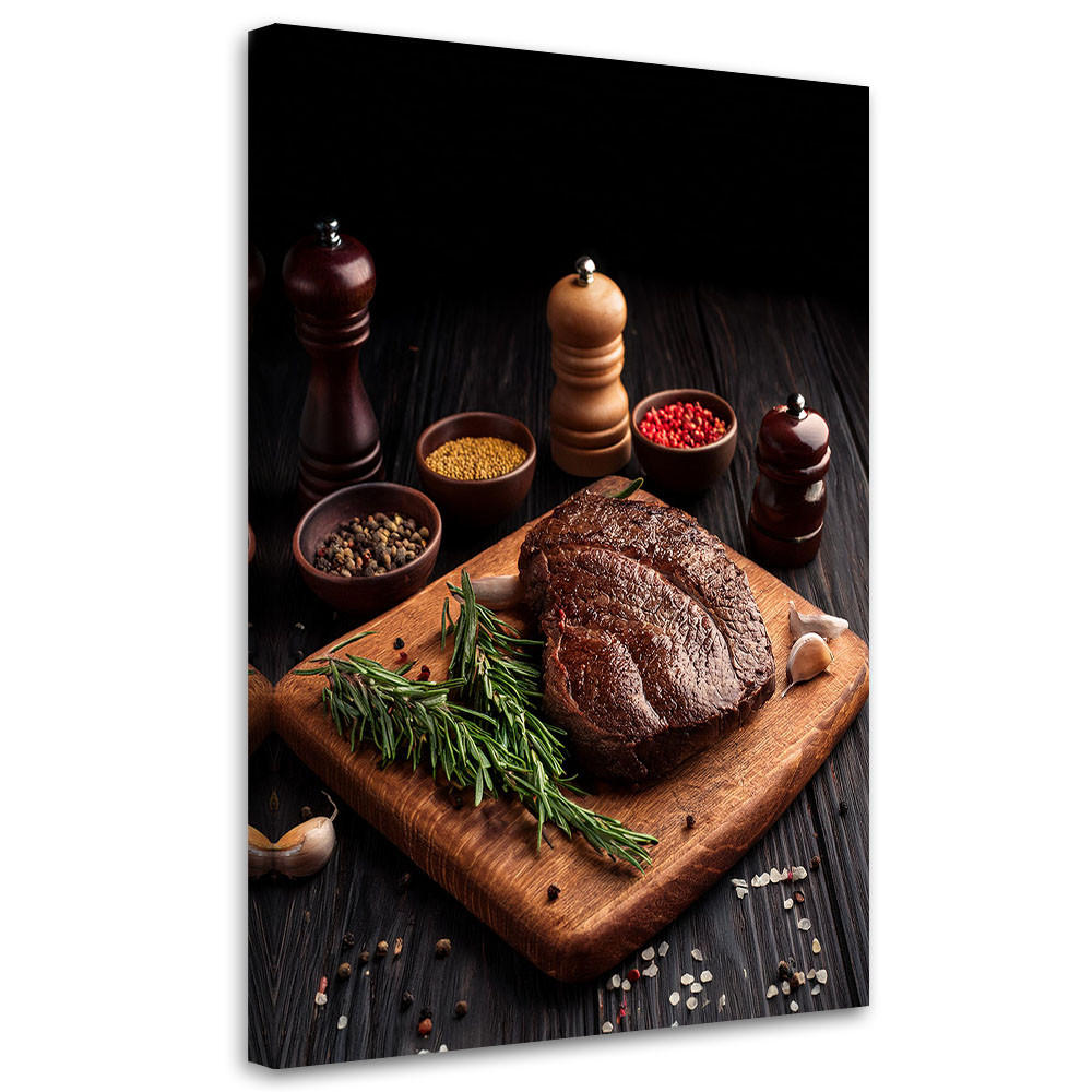 WANDBILD essen steak rindfleisch küchenrestaurant - Braun, Textil (40/60cm) - Feeby
