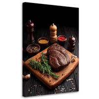 WANDBILD essen steak rindfleisch küchenrestaurant - Braun, Textil (40/60cm) - Feeby