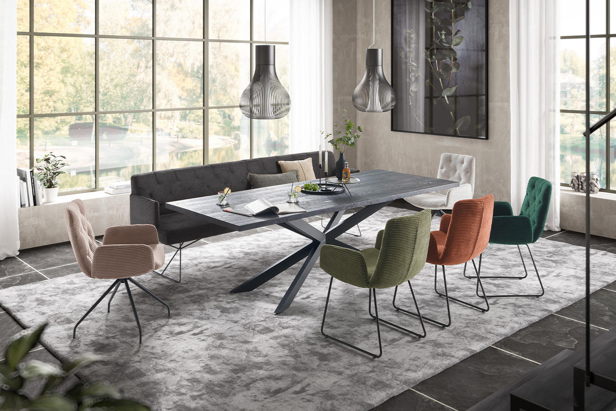 ESSZIMMERBANK CHARME Grau Cord - Grau, Textil (166/85/69cm) - KAWOLA