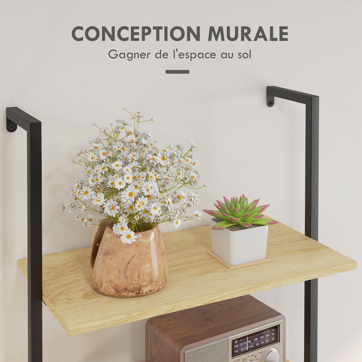 REGAL DE-15493 6-stufig, 60/30/206 cm Schwarz/Naturholz - Naturfarben, Holzwerkstoff (60/206/30cm) - ComfortXL