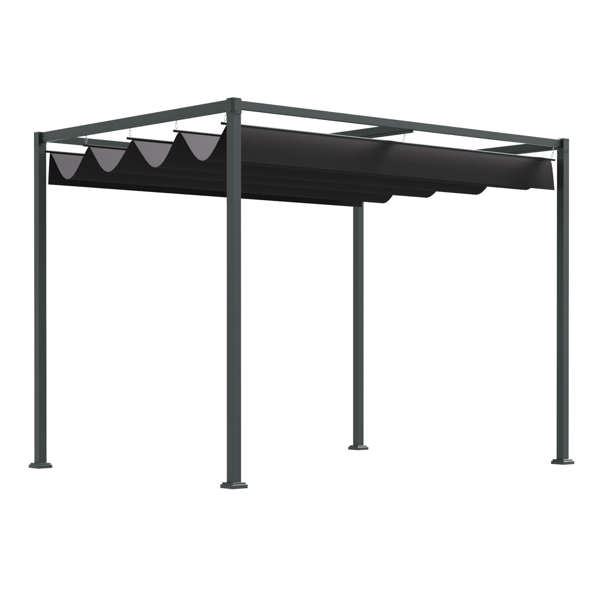 PERGOLA aus Metall 298x213x221 cm in Schwarz mit Schiebedach - Schwarz, Metall (298/221/213cm) - Modfu