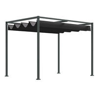 PERGOLA aus Metall 298x213x221 cm in Schwarz mit Schiebedach - Schwarz, Metall (298/221/213cm) - Modfu