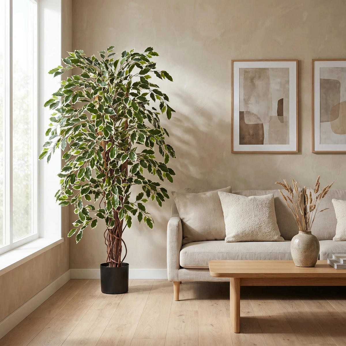 KUNSTBAUM Künstlicher Ficus – Ravian 150 cm - Naturfarben, Kunststoff (150cm) - aplanta