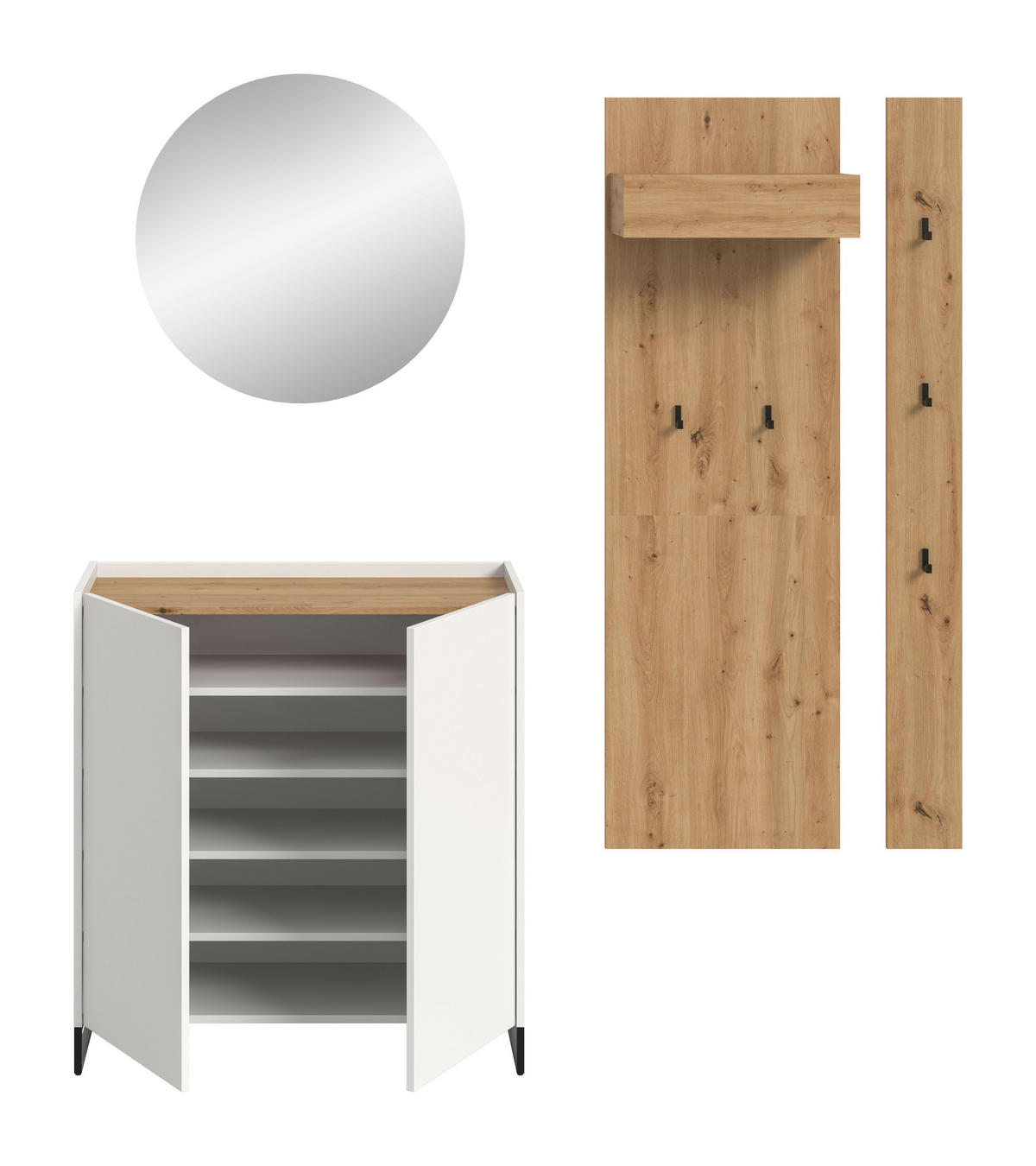 GARDEROBEN-SET DRIVE 4-tlg. (B/H/T: ca. 206/197/38 cm) in Weiß/weiß - Weiß, Holzwerkstoff (206/197/38cm)