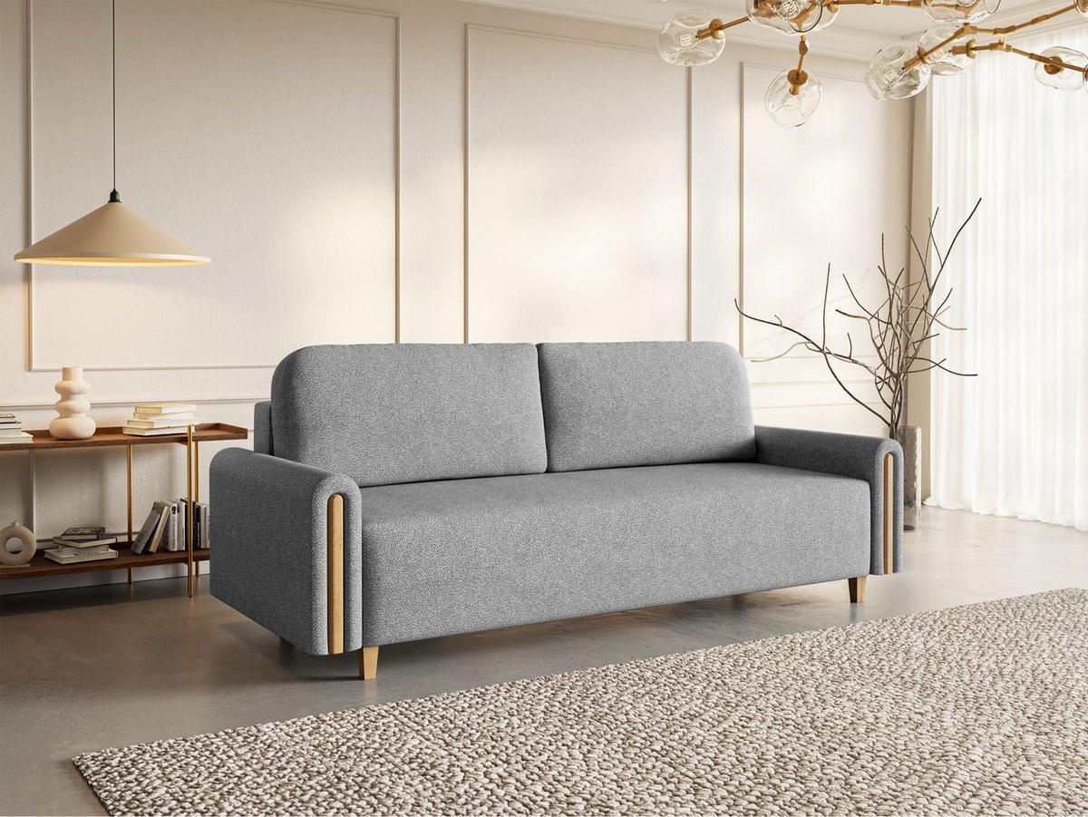 3-SITZER SCHLAFSOFA Majla Grau - Eichefarben/Grau, Holz/Textil (236/93/97cm) - Selsey