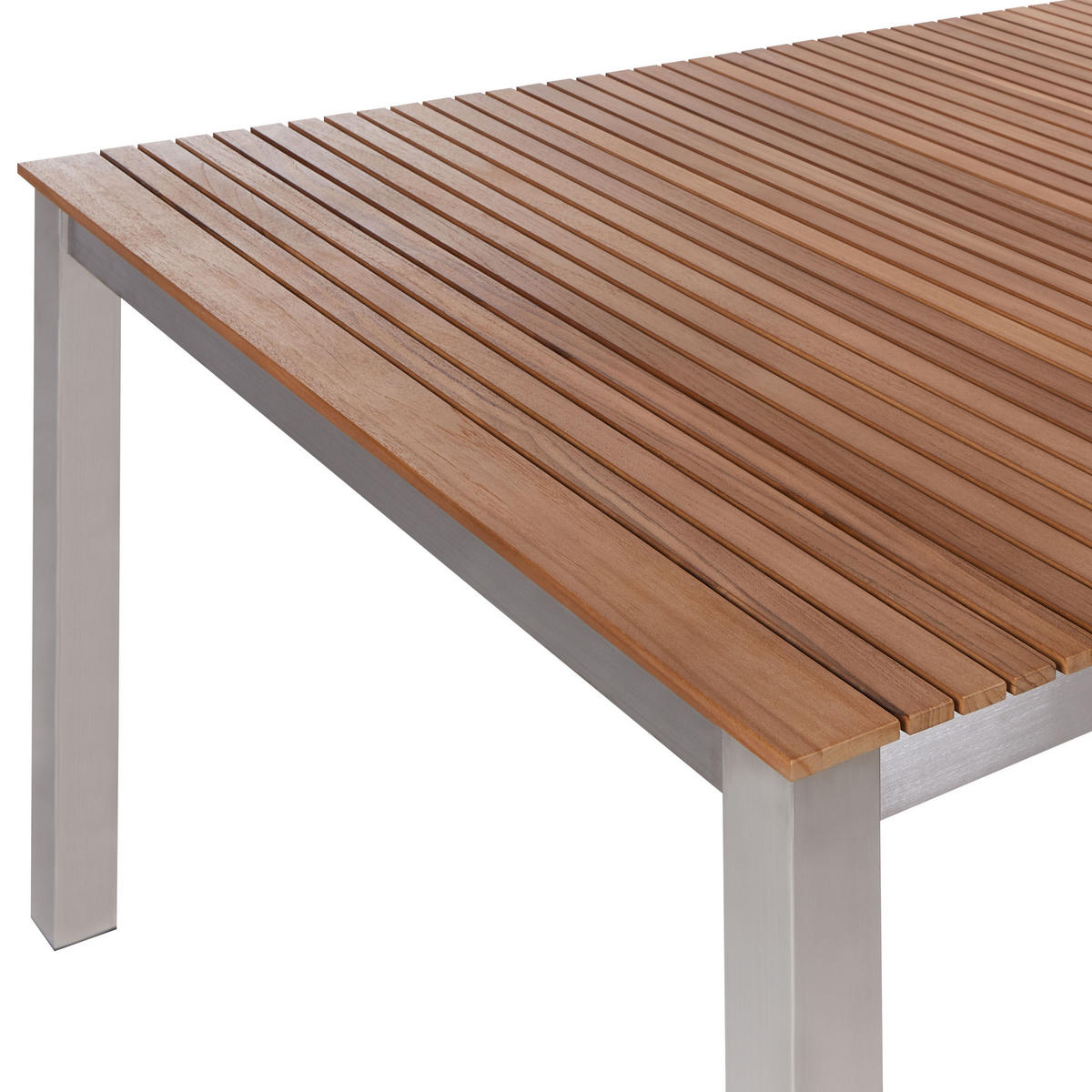GARTENTISCH Heller Holzfarbton Viareggio - Hellbraun/Silberfarben, Holz (200/90/75cm) - Beliani
