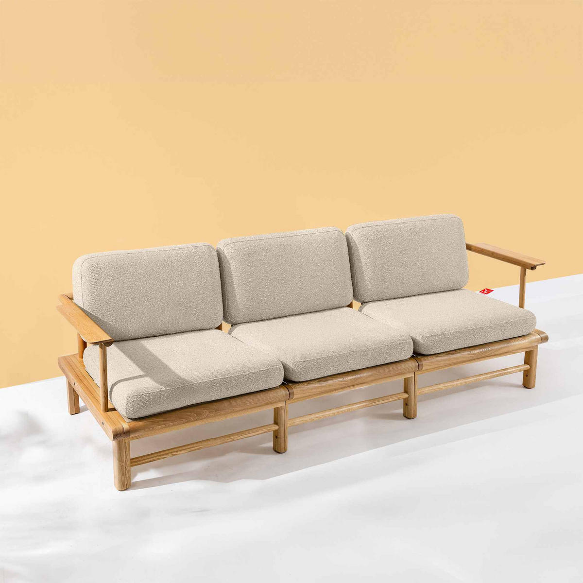 GARTENSOFA ATREDA 3-Sitzer - Creme, Holz/Textil (230/74/80cm) - KONSIMO®
