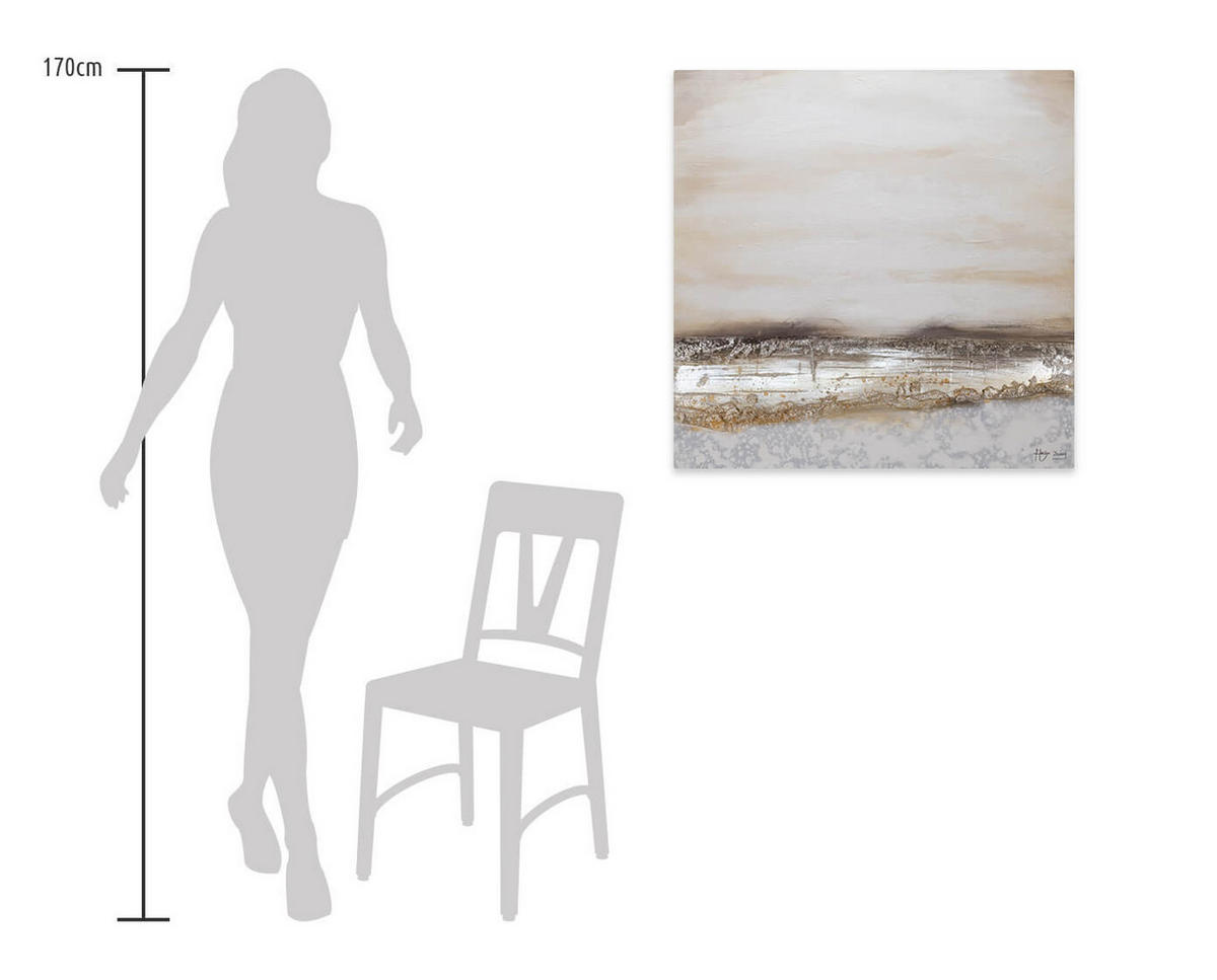 ÖLGEMÄLDE 80/80 cm - Beige, Holz/Textil (80/80cm) - KUNSTLOFT