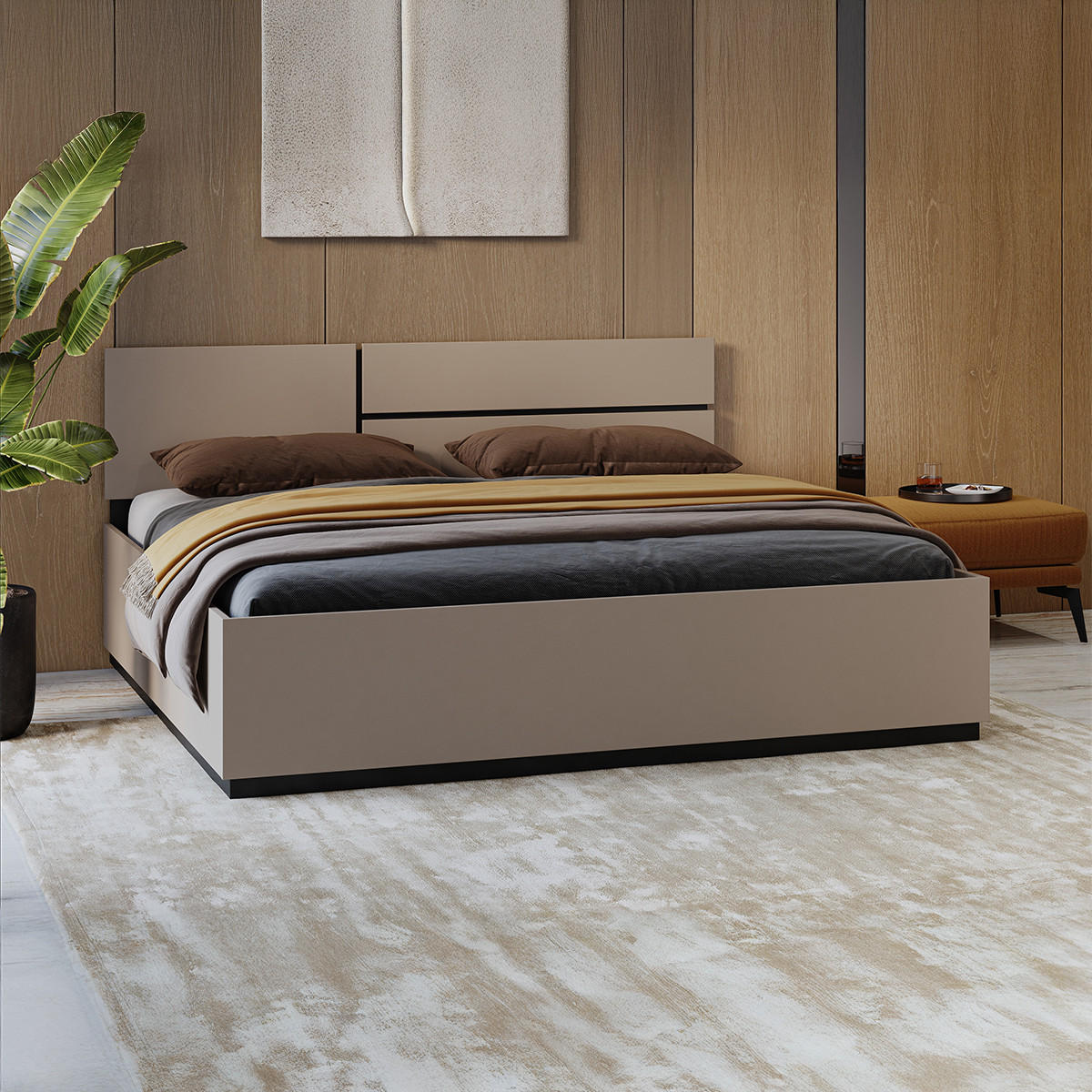 BOXSPRING POSTEL 160/200 Lilia Krtek - šedohnědá, kompozitní dřevo (160/200cm) - Petits-meubles