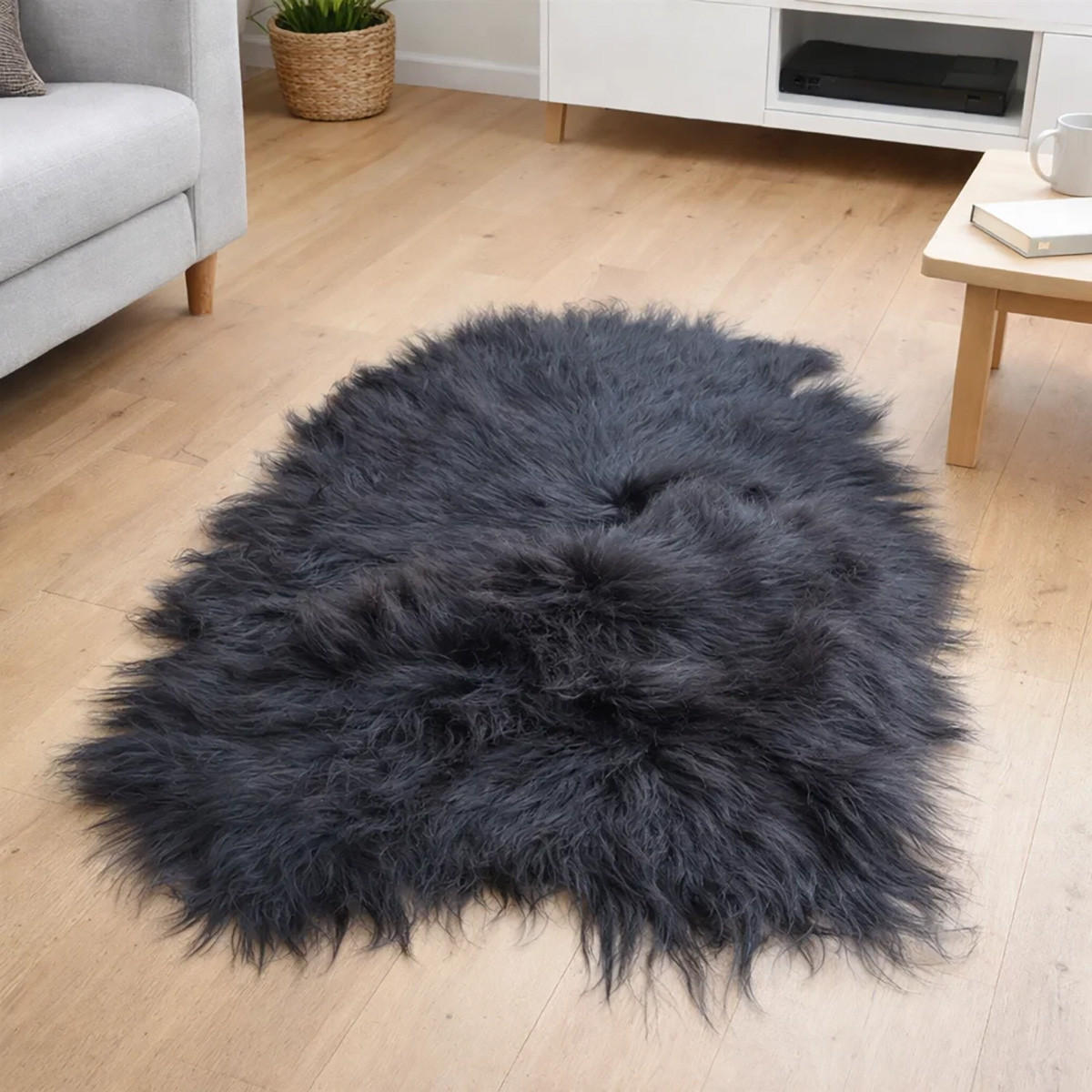 SCHAFFELL Langhaar skandinavisch weich chromfrei Natur Dunkel ca. 115 cm - Dunkelbraun, Fell (65/115cm) - Provellus