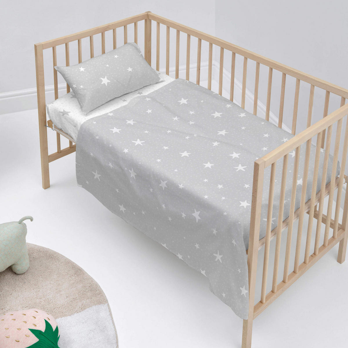 BETTWÄSCHE 2er-Set teiliges little star 120x180 cm (kinderbett) grau - Grau, Textil (120/180cm) - Happy Friday