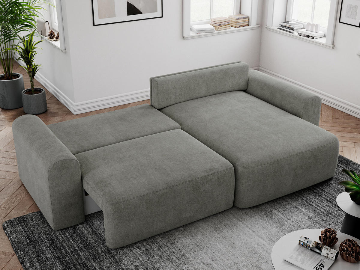 ECKSOFA NELSON Grau Struktur - Schwarz/Grau, Kunststoff/Textil (274/152cm) - MKS