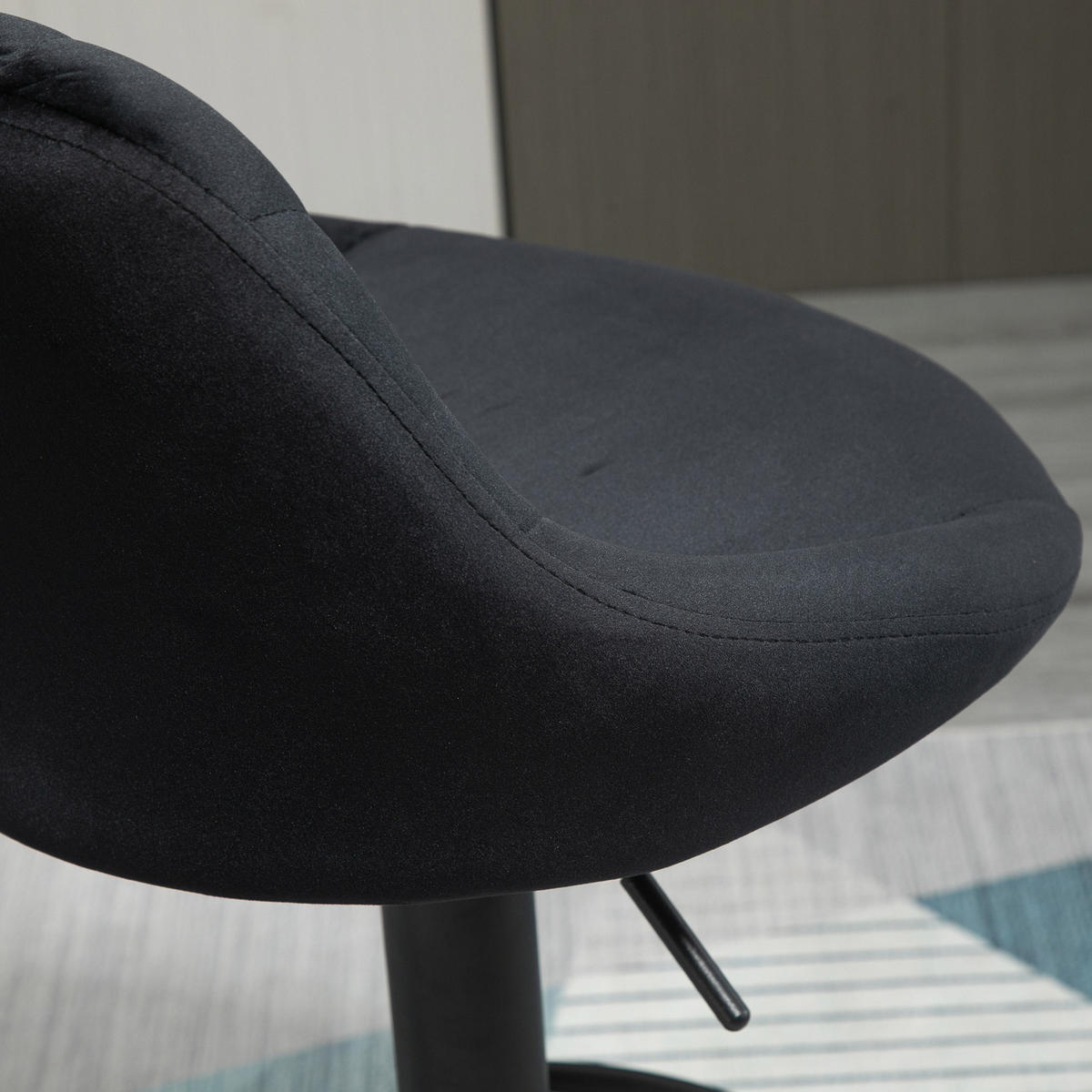 BARHOCKER 2er-Set höhenverstellbar Schwarz mit Rückenlehne und Fußstütze 46/48/104 cm - Schwarz, Textil (48/83/51.5cm) - MIVRAY