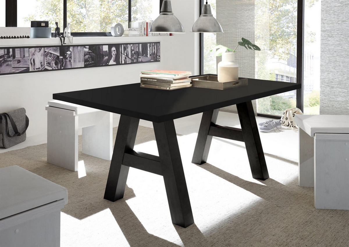 ESSZIMMERTISCH Elia 8 180 x 90 x 75 Esstisch Schwarzstahl - Schwarz, Holz (180/90/75cm) - 58aufmkessel