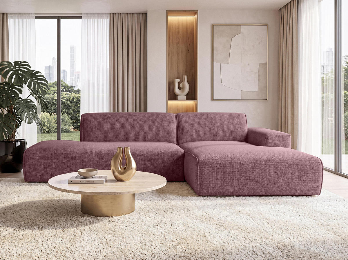 ECKSOFA L Form Didim Duo Rosa 288/162/80 cm – stilvolle kleine Eckcouch Rechts - Pink/Schwarz, Kunststoff/Textil (162/288cm) - AX Living