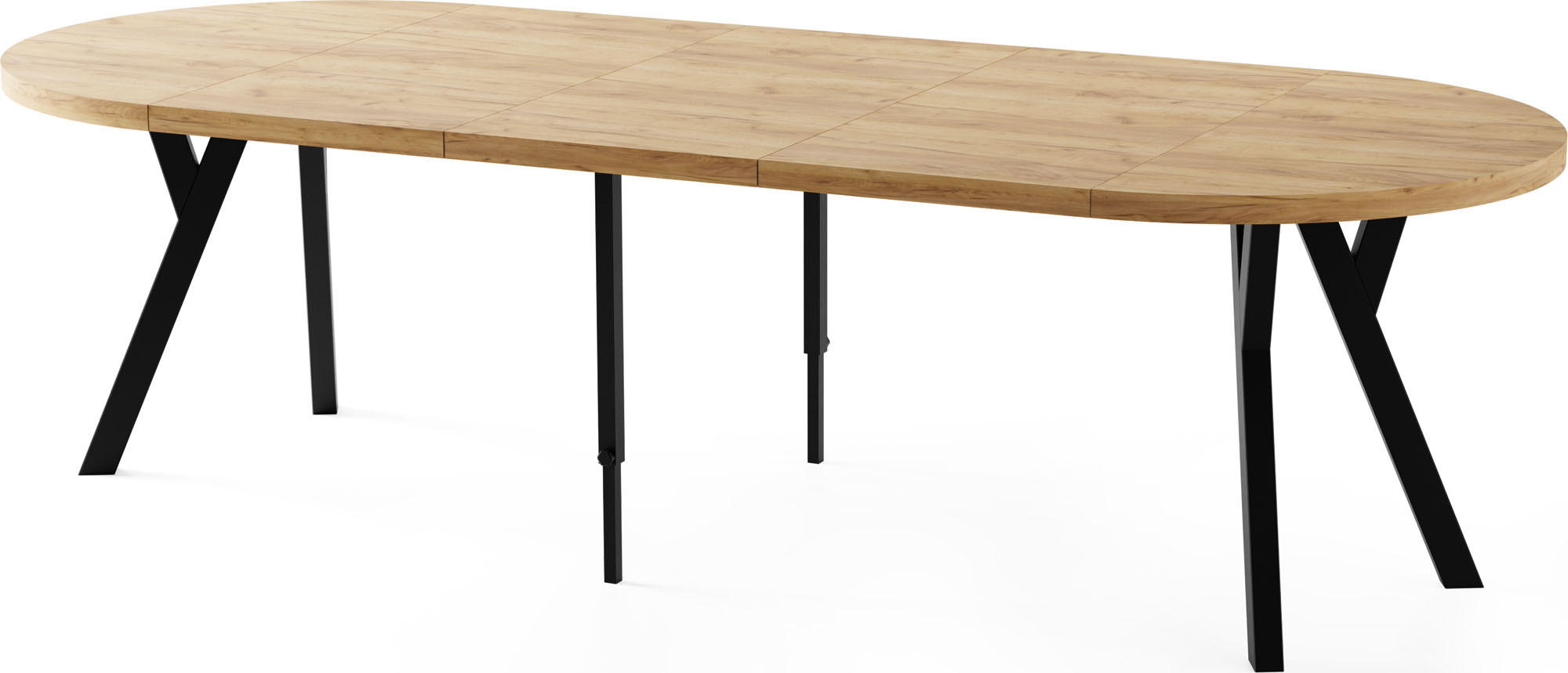 ESSTISCH Twixy XXL groß rund oval ausziehbar, Braun 100-250/100/76 cm - Eiche Wotan/Schwarz, Holz/Holzwerkstoff (100/100/76cm) - WFL GROUP