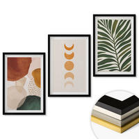 WANDBILDER 3er-Set - 40x60 cm Schwarzer Rahmen - Abstrakte Blattformen - Schwarz, Kunststoff (40/60cm) - ArtPrintCave