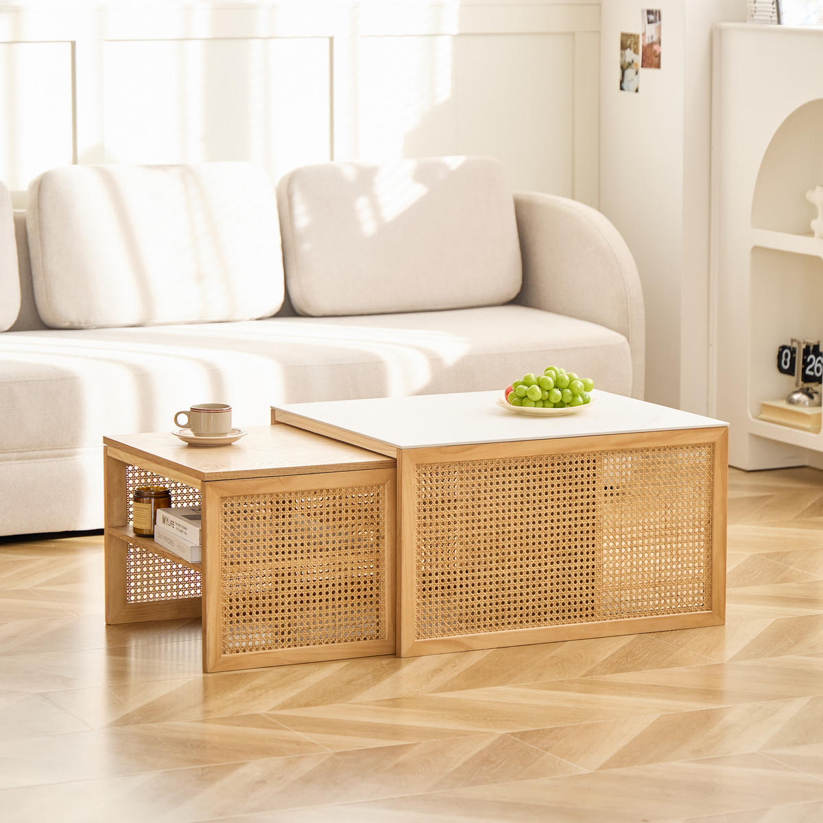COUCHTISCH (2er Set) Rechteckig Braun 50 x 39 x 36 cm / 70 x 60 x 40 cm - Braun, Holz (60/70/40cm) - Nordlys