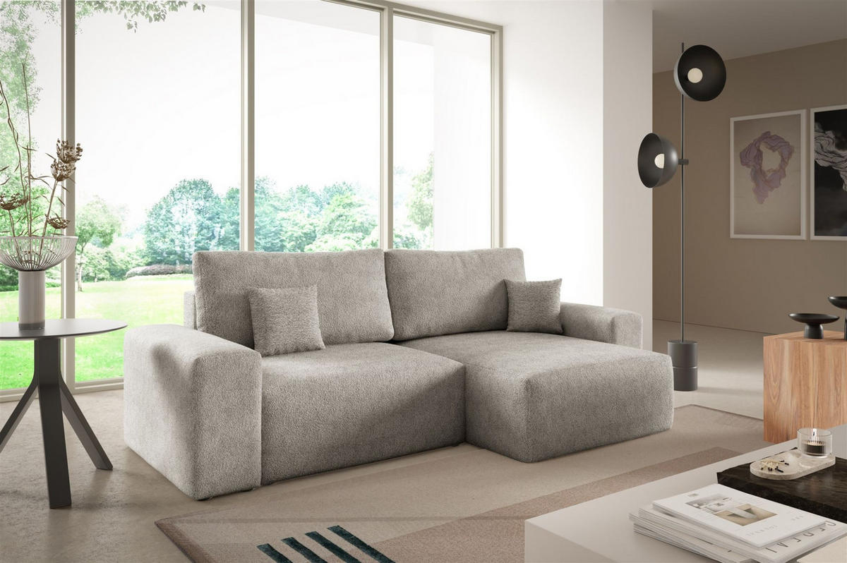 ECKSOFA Arona Xs Mit Schlaffunktion - Beige, Holzwerkstoff/Textil (255/148cm) - Fun Möbel