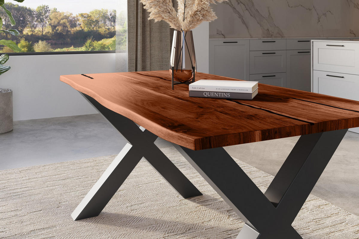 ESSTISCH POLLY - Schwarz/Braun, Holz/Metall (85/160/77cm) - SAM