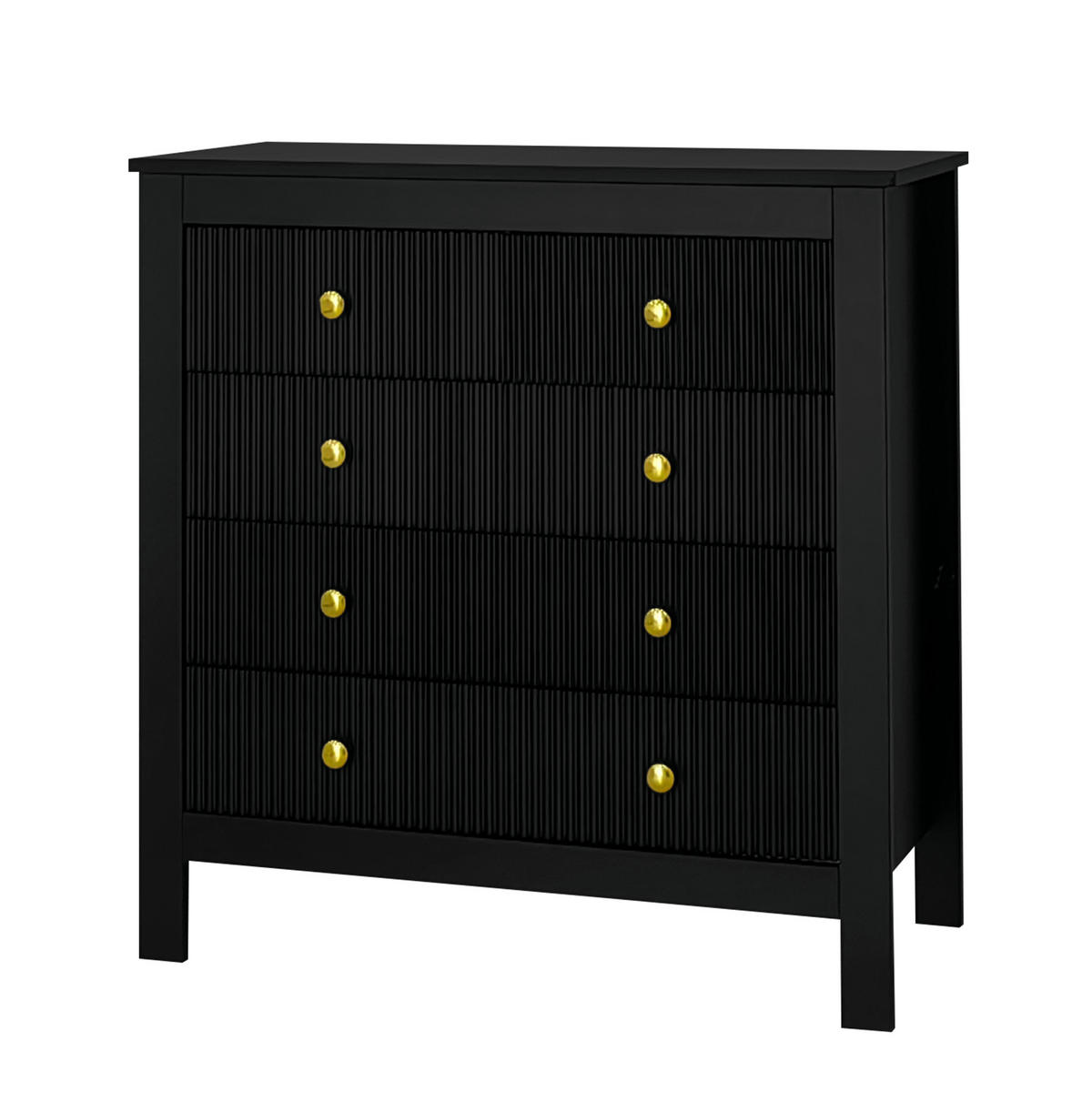 KOMMODE 79/39,5/80,5 cm in Schwarz mit 5 Schubladen und Goldgriffen - Schwarz, Holzwerkstoff (79/80.05/39.5cm) - Flora Grace