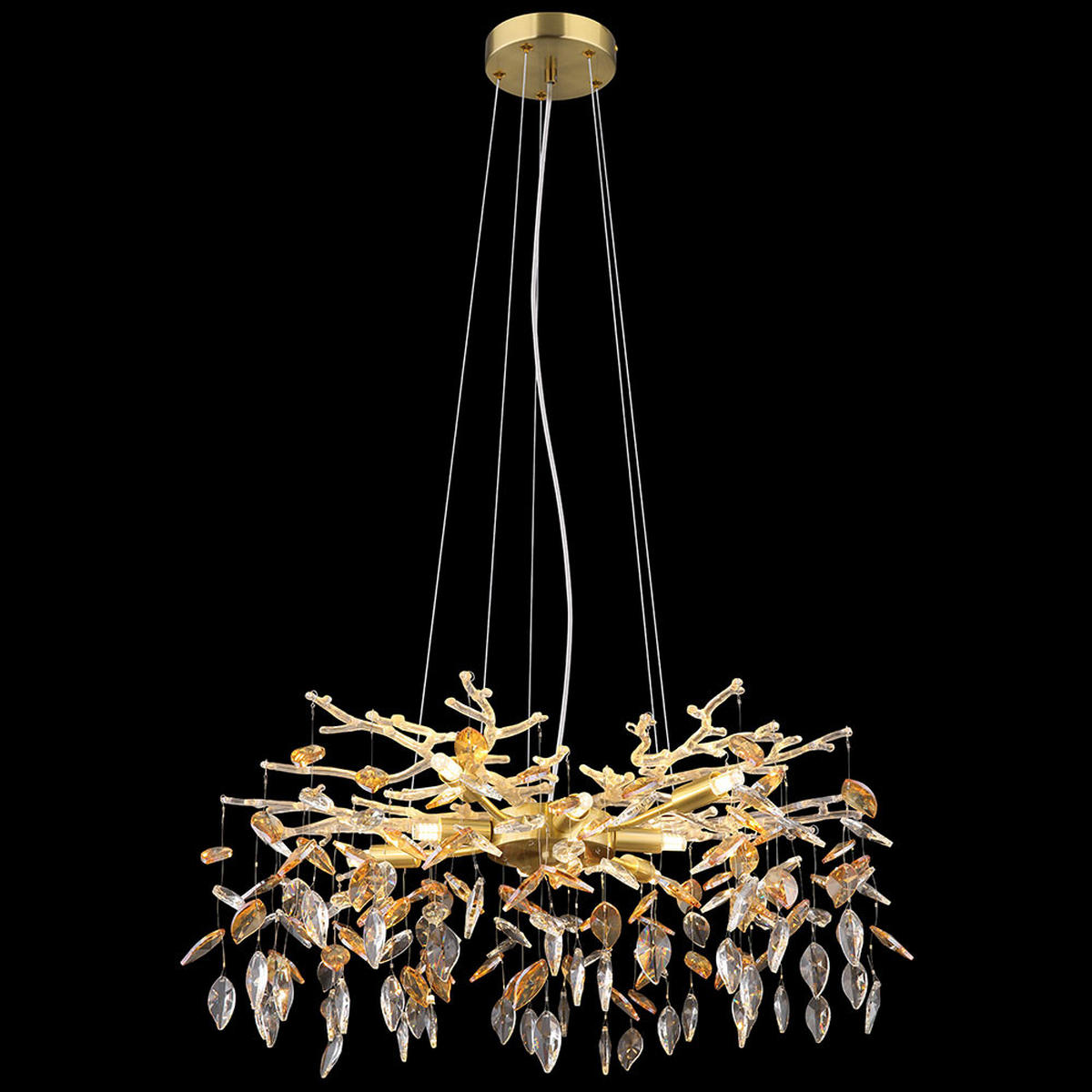 HÄNGELEUCHTE Glas Kristalle amber/goldfarben Ø61x120 cm - Goldfarben, Glas/Metall (61/61/120cm) - Globo Lighting