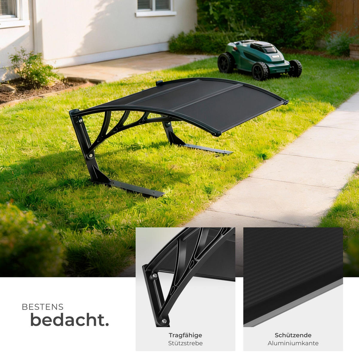 RASENMÄHER-ROBOTER-GARAGE Domus, 81 x 100 x 48 cm, schwarz - Schwarz, Metall (81/48/100cm) - tectake