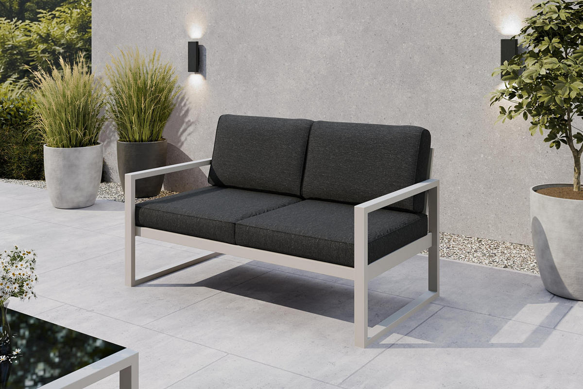 GARTENSET Madera für 6 Personen Balkonmöbel Aluminium Terassenmöbel Sitzbank, 4-tlg. Tisch kaschmir, graubraun - Kaschmir/Braun, Kunststoff/Metall - Margaret Hadas24