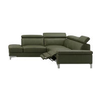 ECKSOFA Talisman Echtleder mit 1 x Relaxfunktion Olivgrün - Olivgrün, Leder/Metall (224/271cm)