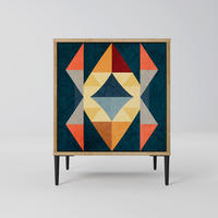 SIDEBOARD CRACKED ILLUSION, Eichefarben, 57,5x42x72,5 cm, Schwarze Metallfüße - Eichefarben/Multicolor, Holzwerkstoff/Metall (57.5/72.5/42cm) - SpaceRebels