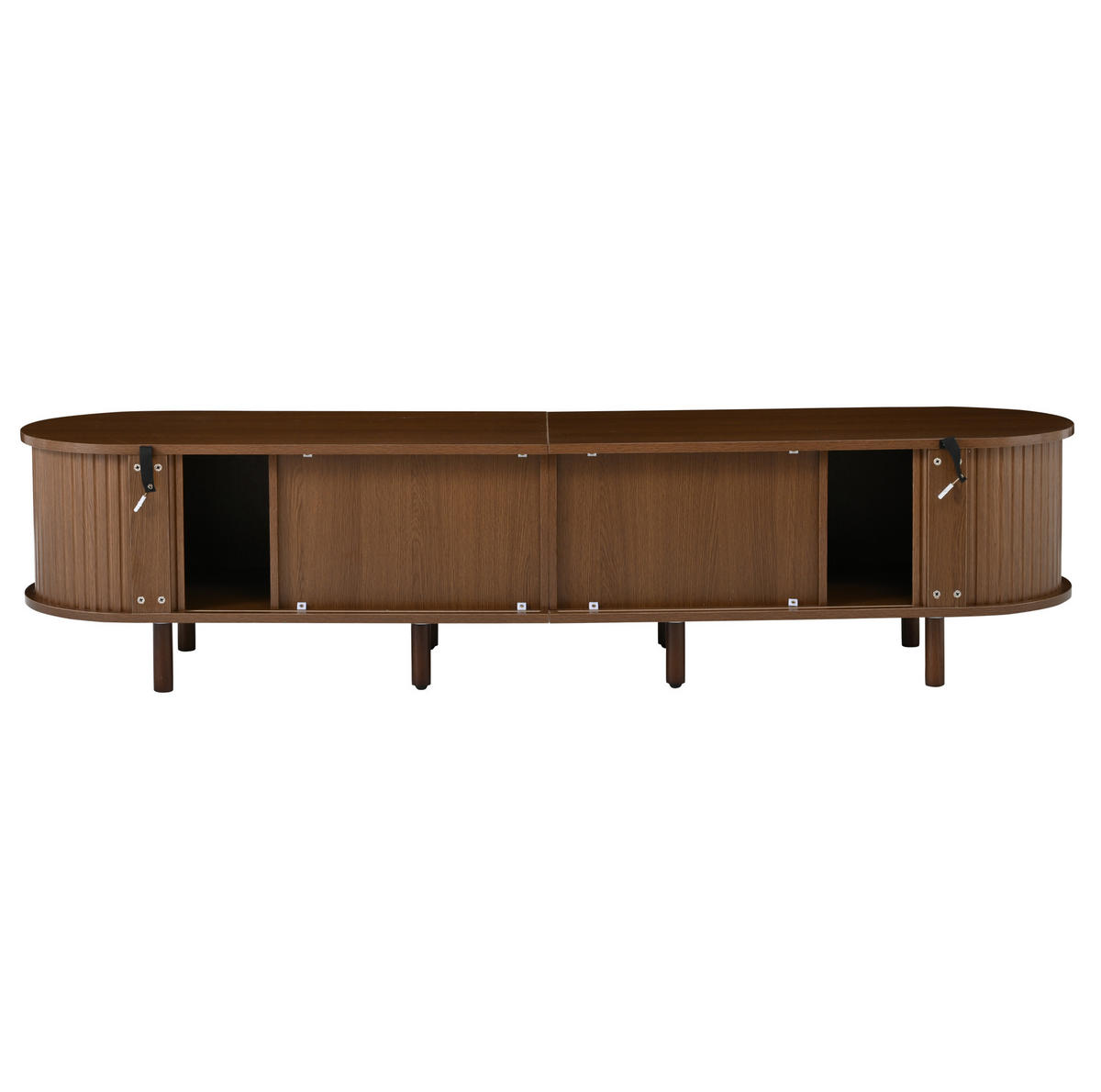 TV-LOWBOARD 170/40/40 cm mit 2 Schubladen, 2 Schiebetüren und Rattan-Optik aus MDF/Metall/Massivholz, Dunkle Eiche - Braun, Holzwerkstoff (170/40/40cm) - Redom