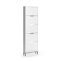 SCHUHKIPPER Luca, Weiß, 59 x 192 cm mit 5 Kippfächern - Weiß, Holzwerkstoff (59/192/17cm) - Vicco