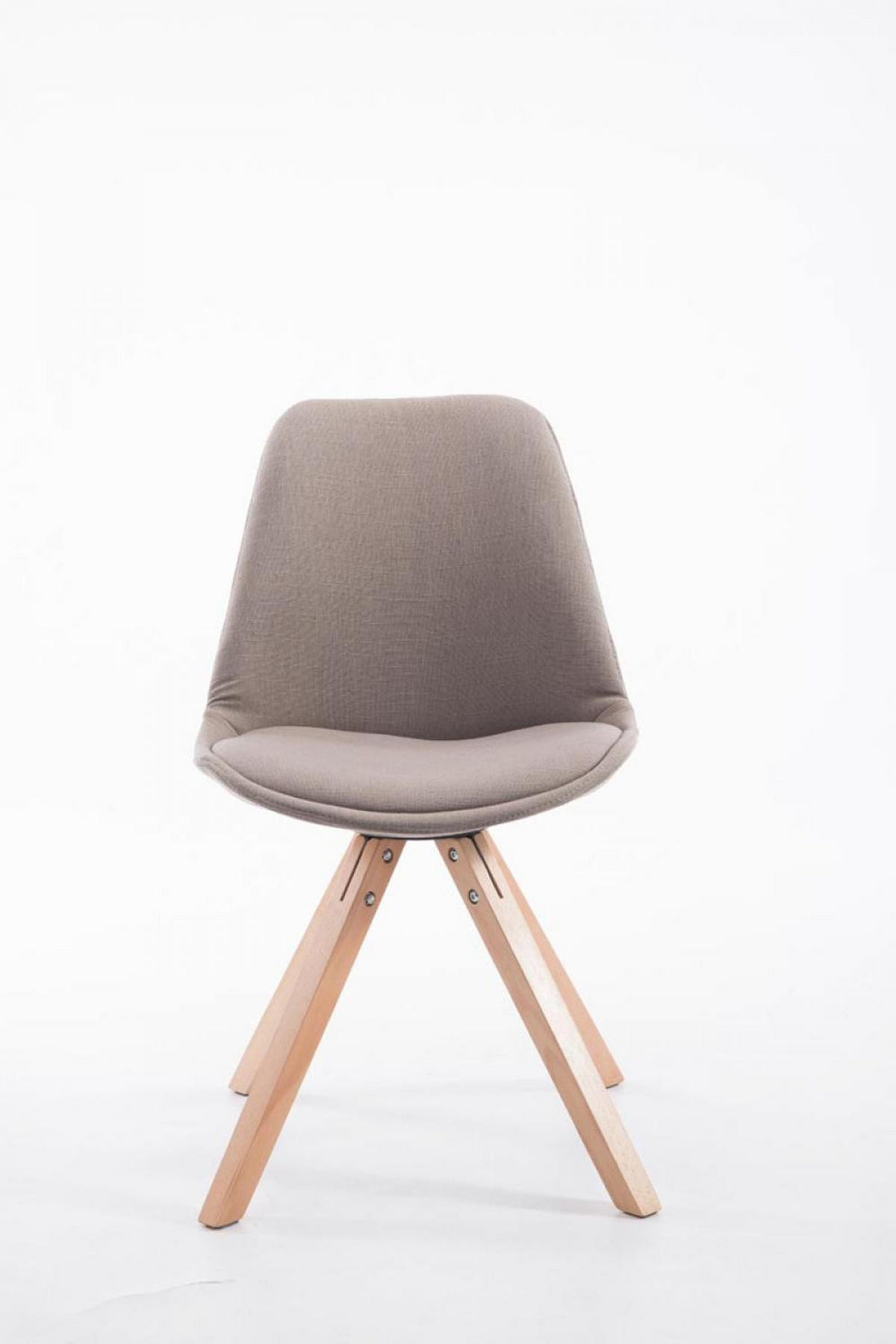 STUHL Stoff taupe - Taupe/Eukalyptusholzfarben, Holz/Textil (48/84/56cm) - CLP
