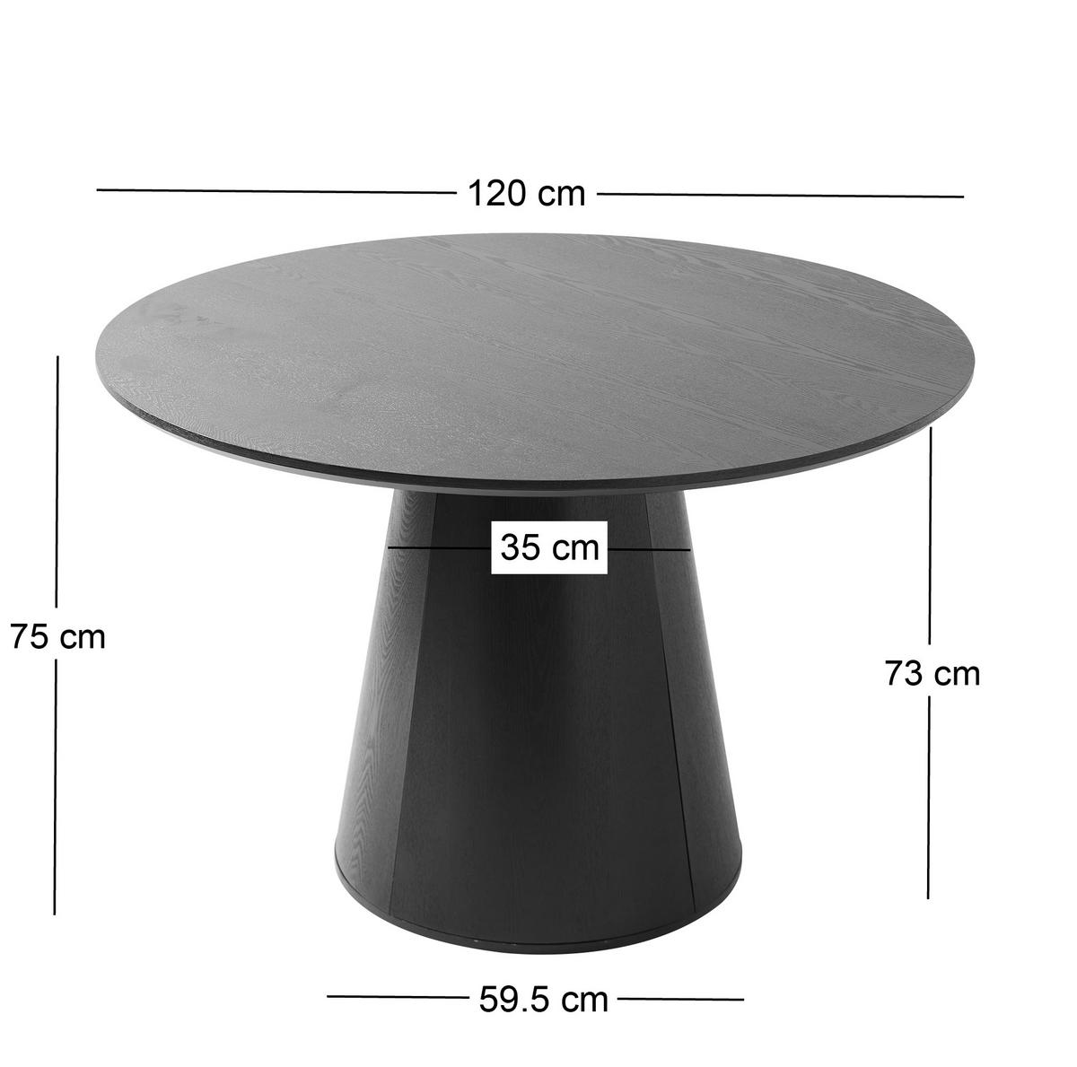 ESSTISCH Rund Schwarz 120 x 120 x 75 (cm) - Braun, Holz (120/120/78cm) - Nordlys