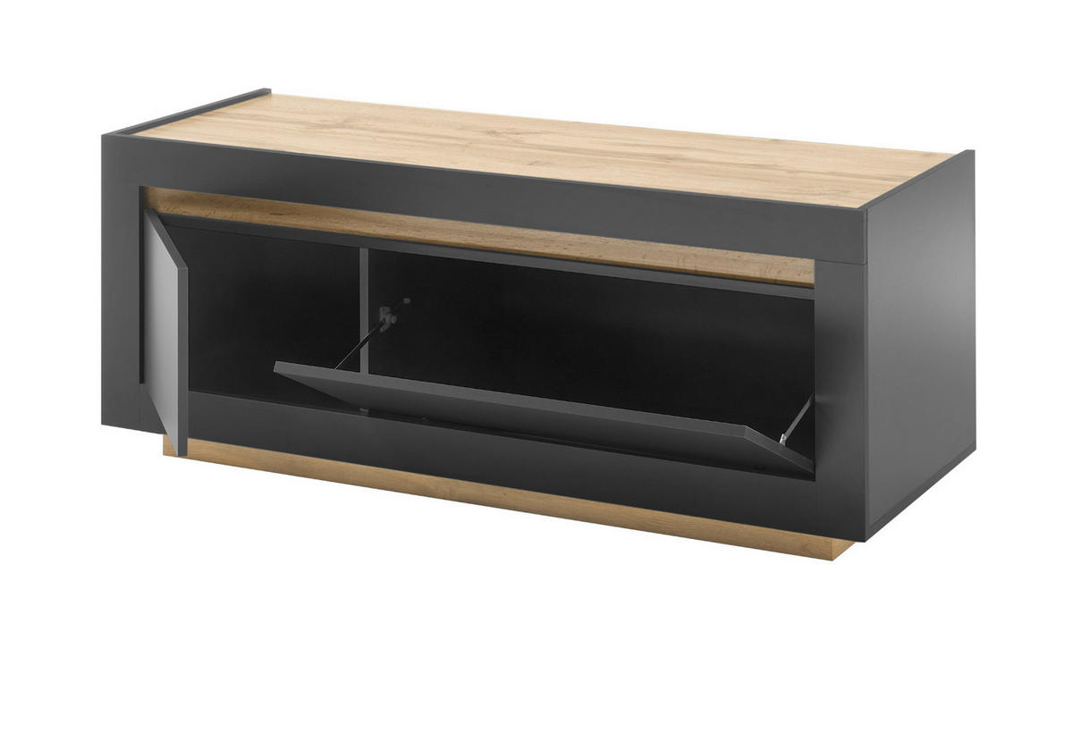 TV-LOWBOARD anthrazit, Wotan Eiche, TV Unterteil 140 x 56 cm - Eichefarben/Anthrazit, Holzwerkstoff (140/56/50cm) - Furn.Design