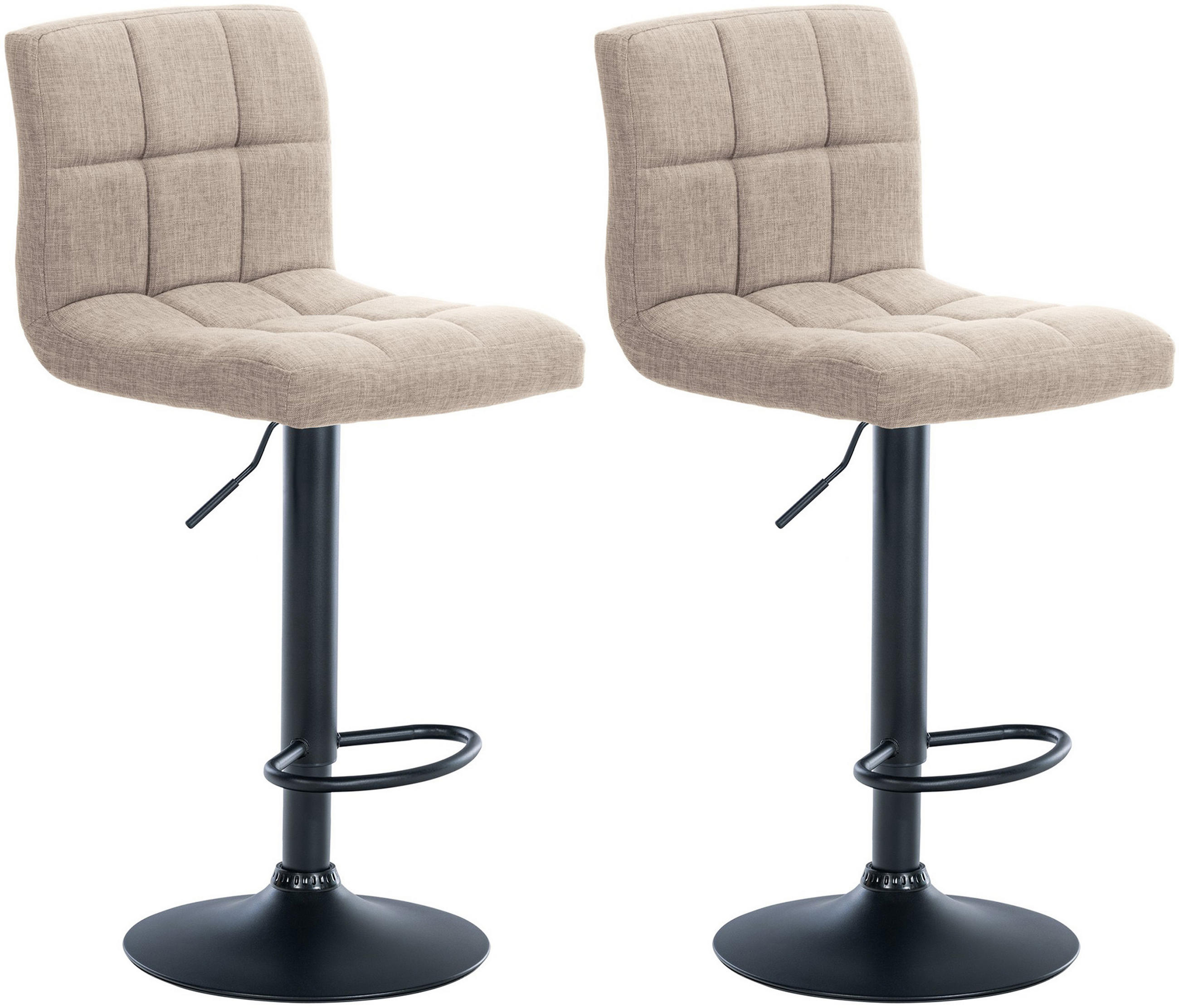 BARHOCKER 2er Set Cala Stoff schwarz creme - Creme/Schwarz, Textil/Metall (46/114/47cm) - TPFLiving