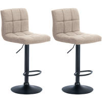 BARHOCKER 2er Set Cala Stoff schwarz creme - Creme/Schwarz, Textil/Metall (46/114/47cm) - TPFLiving