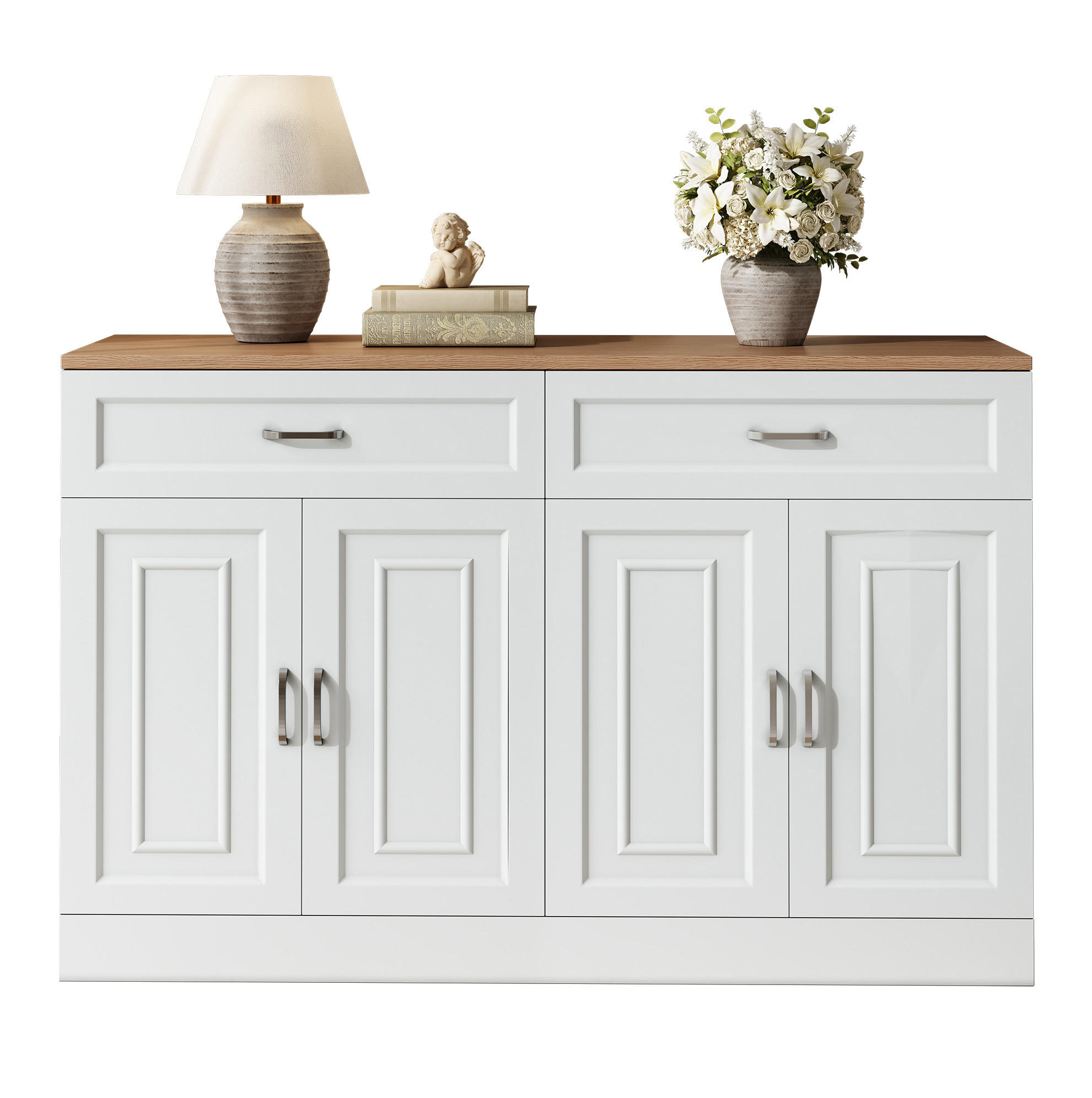 SIDEBOARD 120/35/80.5 cm Weiß aus Spanplatte mit verstellbaren Einlegeböden - Weiß, Holzwerkstoff (35/80.5/120cm) - OKMYHOME