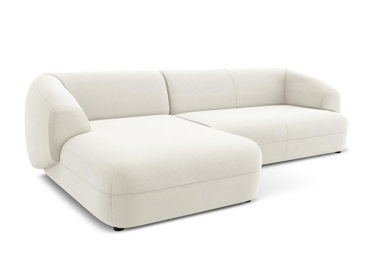 ECKSOFA Links Samt Stoff Beige - Beige/Creme, Kunststoff/Textil (156/280cm) - Makamii