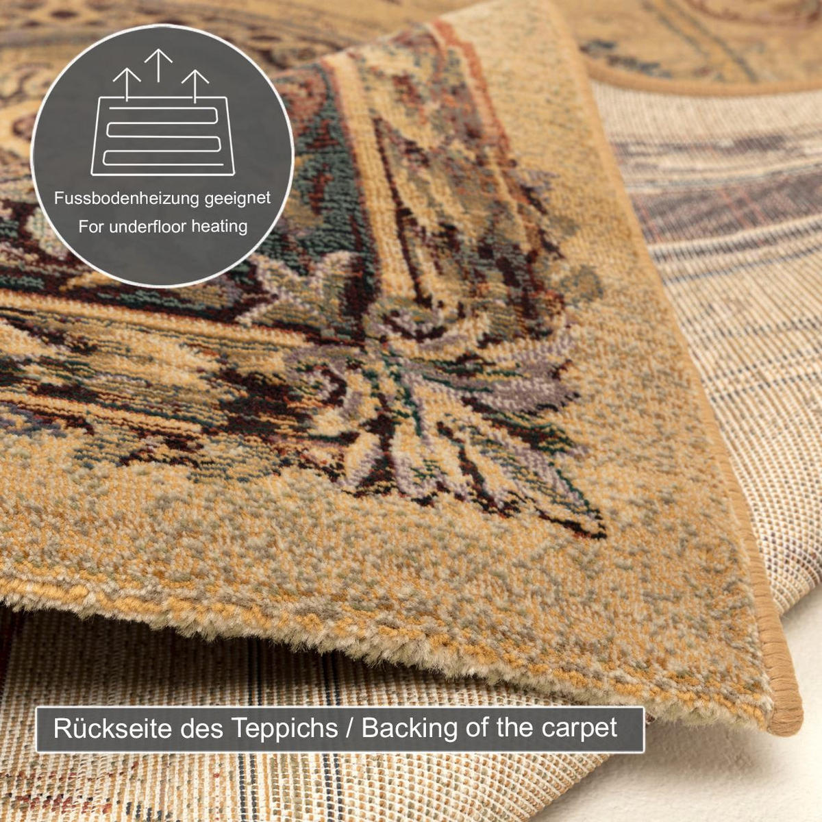 WEBTEPPICH Gabiro 856 Bettumrandung 68x570 cm - Beige, Textil (68/570cm) - THEKO