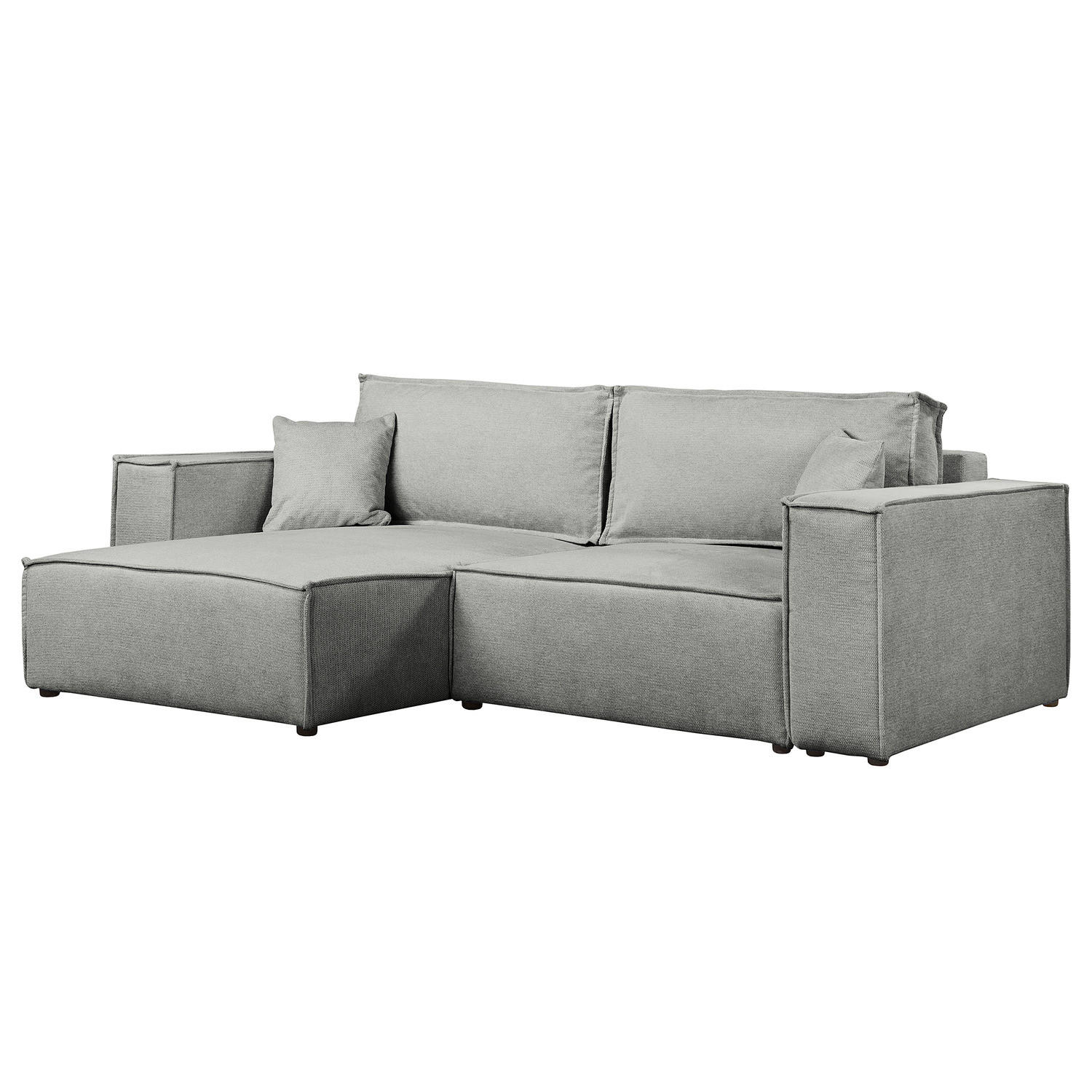 ECKSOFA mit Schlaffunktion - 255 cm - Dunkelgrau/Schwarz, Kunststoff/Textil (255/148cm) - home24