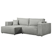 ECKSOFA mit Schlaffunktion - 255 cm - Dunkelgrau/Schwarz, Kunststoff/Textil (255/148cm) - home24