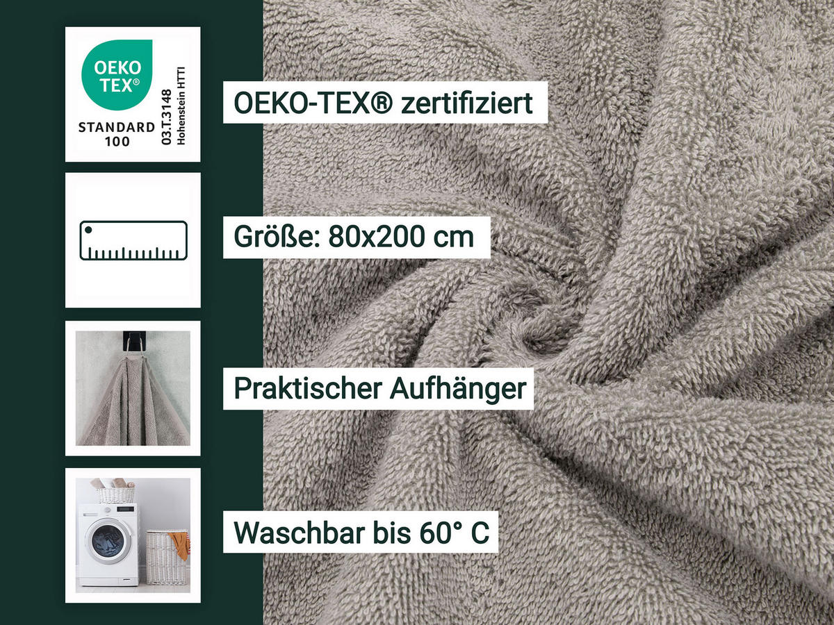 SAUNATUCH, 80x200 cm, 100% Baumwolle, Braun - Grau, Textil (80/200cm) - Zollner