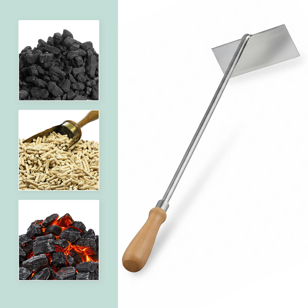 ASCHEKRATZER - Silberfarben, Holz/Metall (11/4.5/58.5cm) - Relaxdays