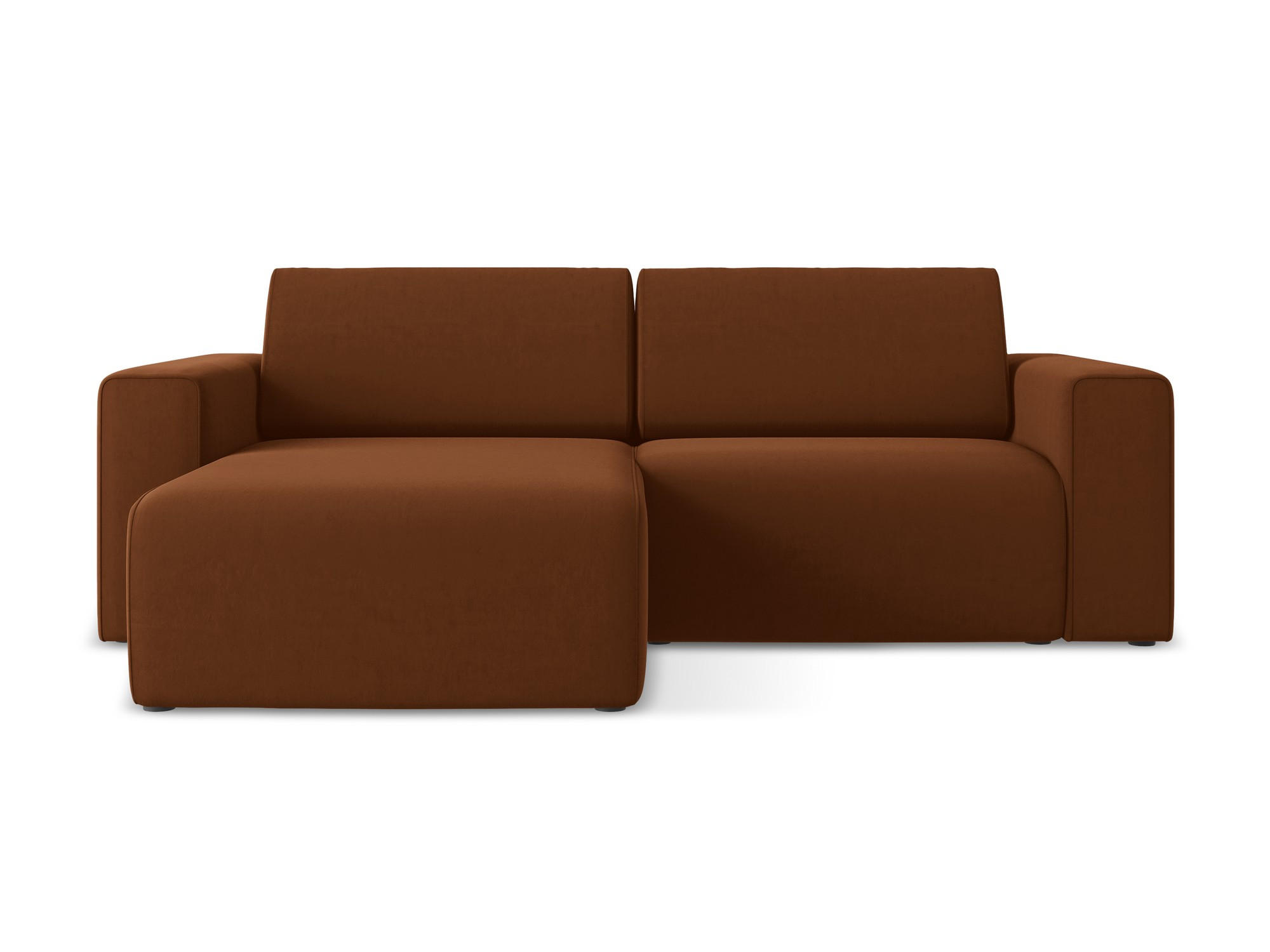 ECKSOFA Links Samt Stoff Orange - Rot/Terra cotta, Kunststoff/Textil (167/224cm) - Makamii