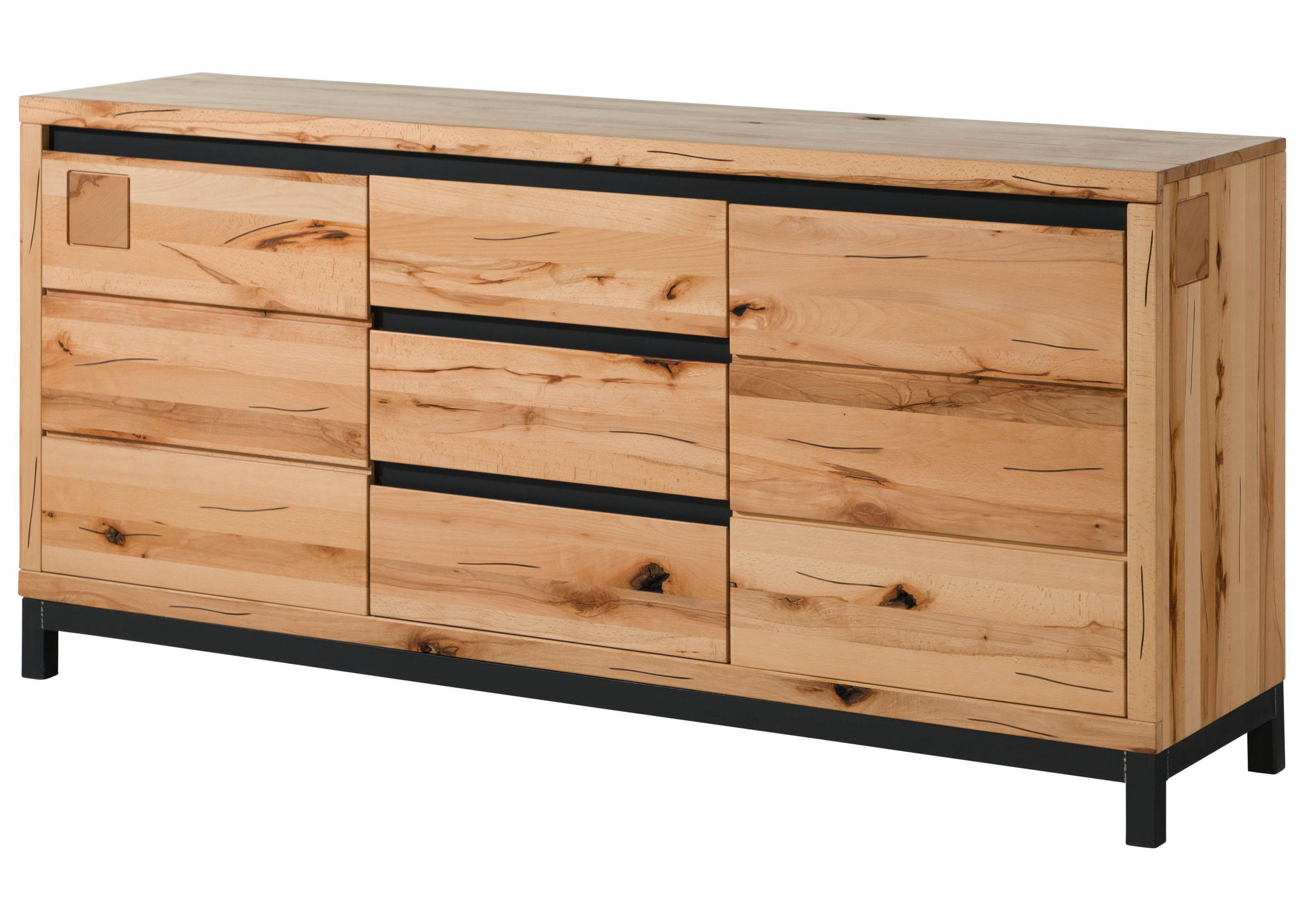 SIDEBOARD Kernbuche 175x45x85 natur geölt VILLANDERS #109 - Hellbraun, Holz (175/85/45cm) - Massivmoebel24